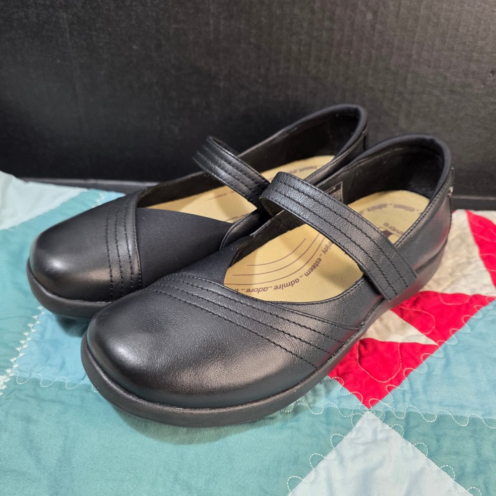 Revere Timera Mary Jane Shoes Womens 10 Black Leather Orthotic Comfort Flats